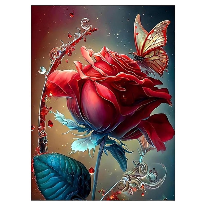 مجموعة رسم الموزاييك 5D، سلسلة الزهور، مجموعة رسم الزينة بالأحجار الكريمة الوردية، مبيع ساخن عبر الحدود